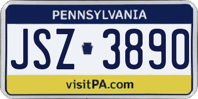 PA license plate JSZ3890