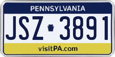PA license plate JSZ3891
