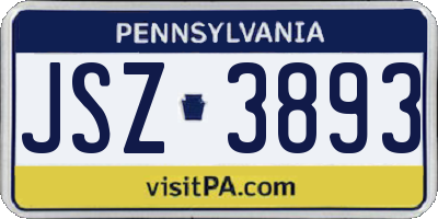PA license plate JSZ3893