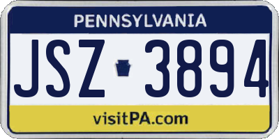 PA license plate JSZ3894