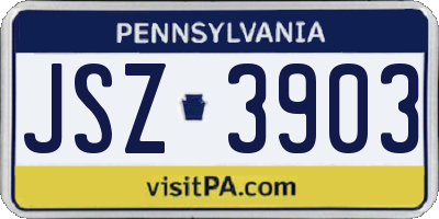 PA license plate JSZ3903