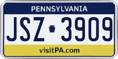PA license plate JSZ3909
