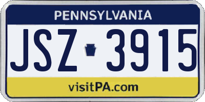 PA license plate JSZ3915