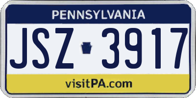 PA license plate JSZ3917