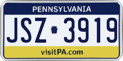 PA license plate JSZ3919