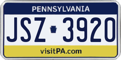PA license plate JSZ3920
