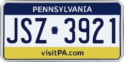 PA license plate JSZ3921
