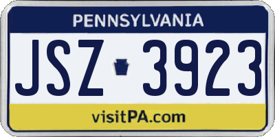 PA license plate JSZ3923