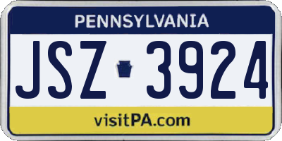 PA license plate JSZ3924