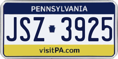 PA license plate JSZ3925
