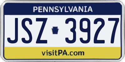 PA license plate JSZ3927