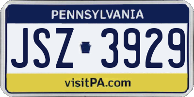 PA license plate JSZ3929