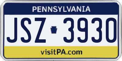 PA license plate JSZ3930