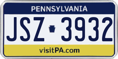 PA license plate JSZ3932