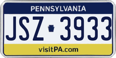 PA license plate JSZ3933