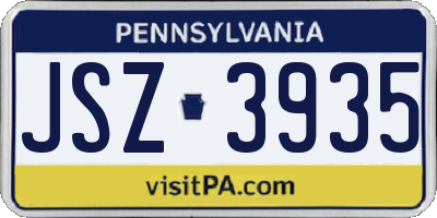 PA license plate JSZ3935