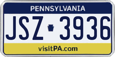 PA license plate JSZ3936
