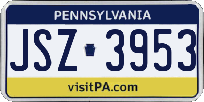 PA license plate JSZ3953