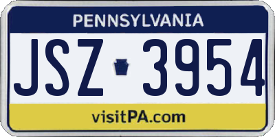 PA license plate JSZ3954