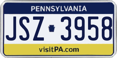PA license plate JSZ3958