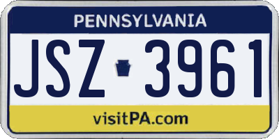 PA license plate JSZ3961