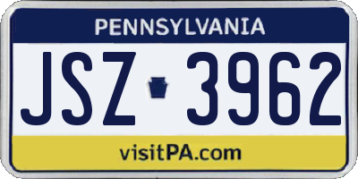 PA license plate JSZ3962