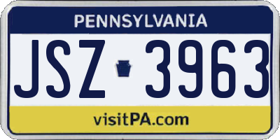 PA license plate JSZ3963