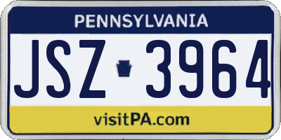 PA license plate JSZ3964