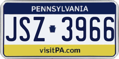PA license plate JSZ3966