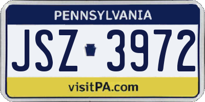 PA license plate JSZ3972