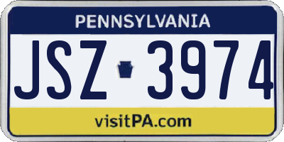 PA license plate JSZ3974