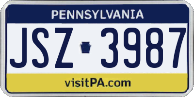 PA license plate JSZ3987