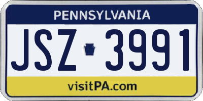 PA license plate JSZ3991