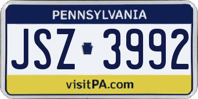 PA license plate JSZ3992