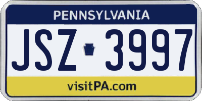 PA license plate JSZ3997