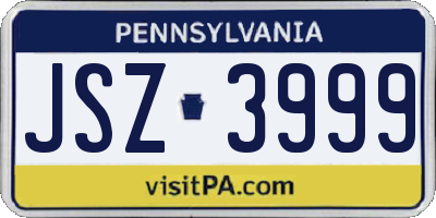 PA license plate JSZ3999