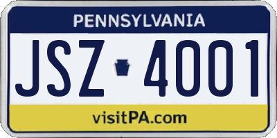 PA license plate JSZ4001