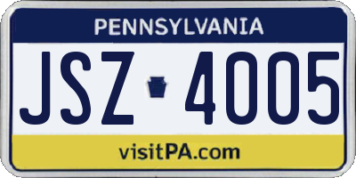 PA license plate JSZ4005
