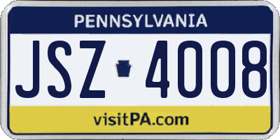 PA license plate JSZ4008