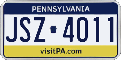PA license plate JSZ4011