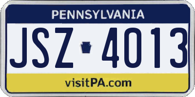 PA license plate JSZ4013