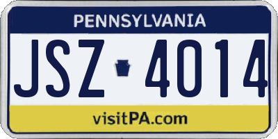 PA license plate JSZ4014