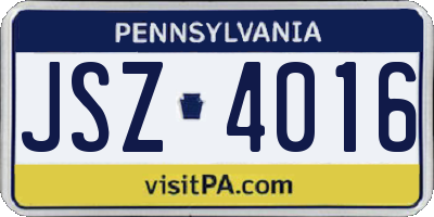 PA license plate JSZ4016