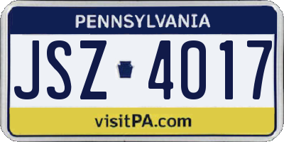 PA license plate JSZ4017