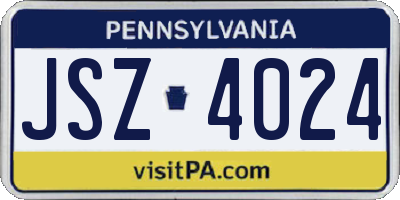 PA license plate JSZ4024