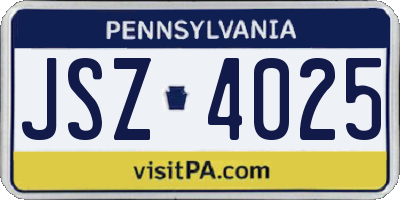 PA license plate JSZ4025
