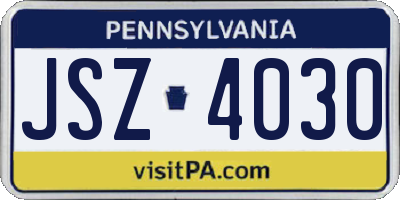PA license plate JSZ4030