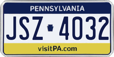 PA license plate JSZ4032