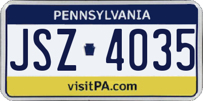 PA license plate JSZ4035