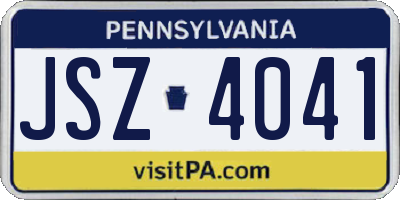 PA license plate JSZ4041